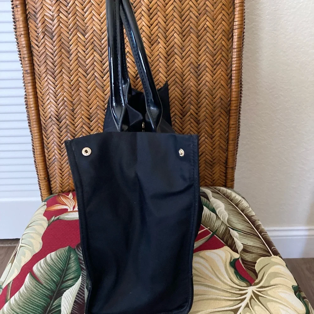 Tory Burch Ella Black Patent leather & Nylon Tote - Picture 5 of 10